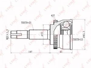 ШРУС наружный подходит для NISSAN Almera(N15) 2.0 96-00/Sunny/Sentra 1.6-2.2 98- CO-5722A LYNXAUTO