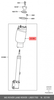 пневмоподушка! передняя правая со стаканом\Land Rover Range Rover 02-13 LR051700 LAND ROVER