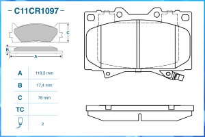 Тормозные колодки передние Low Metallic C11CR1097 C11CR1097 CWORKS