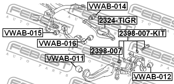 Гайка AUDI A4 2001-2015 2398-007 2398-007 FEBEST