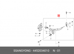 Рычаг подвески SSANGYONG Actyon (10-) (M/T) передней правый нижний OE 4452034010 SSANG YONG