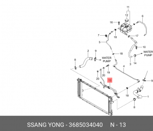 Шланг SSANGYONG Actyon (10-) (G20D) охлаждения АКПП OE 3685034040 SSANG YONG