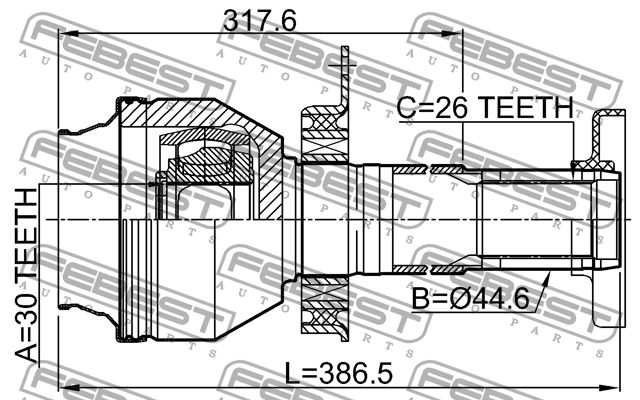 ШРУС внутр передн правый VW TRANSPORTER V 2311-T5MT6RH 2311-T5MT6RH FEBEST