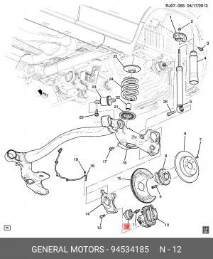 94534185 Демпфер тормозного суппорта / OPEL Astra-J,Zafira-C 94534185 GENERAL MOTORS