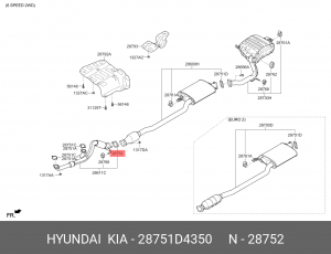 прокладка выхлопной трубы!\ Hyundai, KIA 28751D4350 HYUNDAI