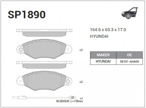 Колодки тормозные HYUNDAI Starex H-1 (07-) KIA Carnival (05-) передние (4шт.) SA SP1890 SANGSIN