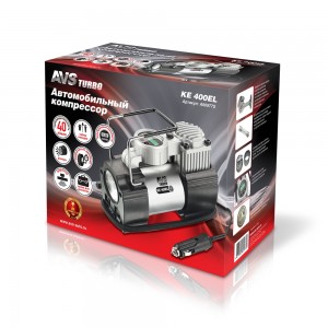 Компрессор автомобильный 40л/мин. 10атм. 14А 12V в прикуриватель (фонарь) Turbo  A80977S AVS
