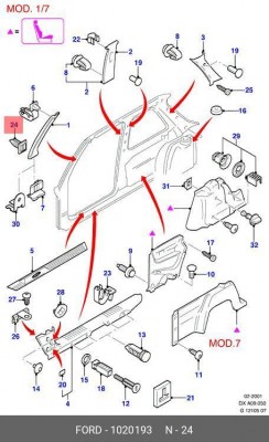 Клипса FORD OE 1 020 193 FORD