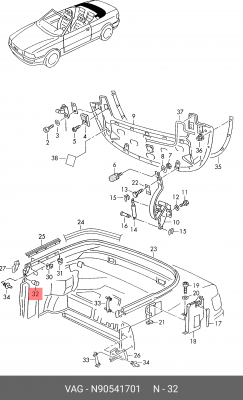 КРЕПЛЕНИЕ ОБШИВКИ ДВЕРИ MERCEDES BENZ ALL FORD EUROPA N 905 417 01 VAG