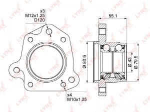 Подшипник ступицы задний R (d 43/80,5мм) подходит для HONDA CR-V 2.0 95-02 WB-10 WB-1010 LYNXAUTO