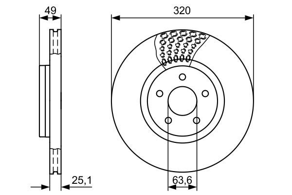 Диск тормозной FORD Focus (04-),Kuga,Transit (13-) передний вентилируемый (1шт.) 0 986 479 660 BOSCH