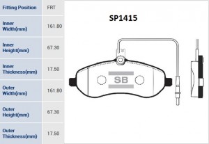 Колодки тормозные передние Citroen Jumpy, Fiat Scudo, Peugeot Expert 1.6/2.0 06  SP1415 SANGSIN