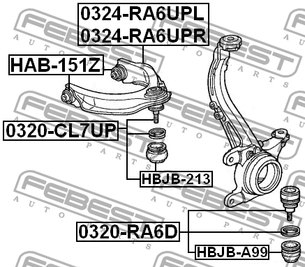 Сайлентблок верхн рычага HONDA ACCORD CF3/CF4/CF5/CL1/CL3 1998-2002 HAB-151Z HAB-151Z FEBEST