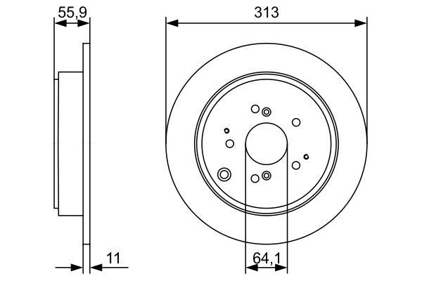 Диск тормозной HONDA MR-V (03-) задний (1шт.) BOSCH 0986479W23 BOSCH