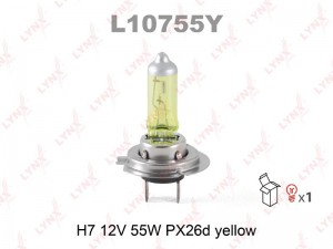 Лампа галогеновая H7 12V 55W PX26d YELLOW  L10755Y L10755Y LYNXAUTO
