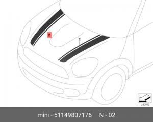 Наклейка декоративная MINI Cooper на капот правая OE 51 14 9 807 176 BMW
