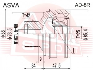 ШРУС НАРУЖНЫЙ 25X76 5X42 AD8R AD-8R ASVA