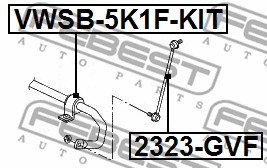 Втулка стабилизатора передняя комплект-4 половинки SKODA OCTAVIA II 2004-2012 VW VWSB-5K1F-KIT FEBEST