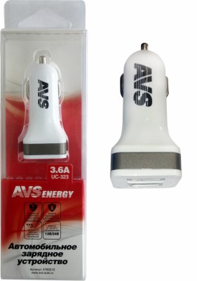 зарядное устройство автомобильное!usb 2 порта 3,6а\ A78021S AVS