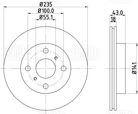 Диск торм. Toyota Yaris (99-)/Echo (99-) перед. d=235 (DF 084207) DF 084207 TRIALLI