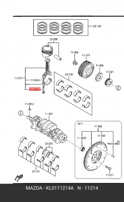 MAZDA, ВИНТ М8Х25 KL0111214A MAZDA