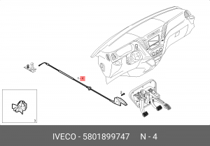 Трос открывания капота Iveco Daily 1,6м IVECO 5801899747 IVECO