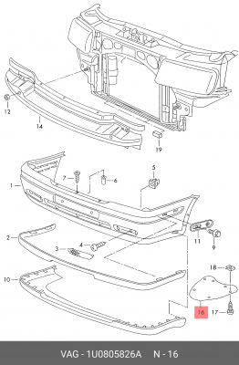 SKODA OCTAVIA БАМПЕРА ПРАВЫЙ 1U0 805 826 A VAG