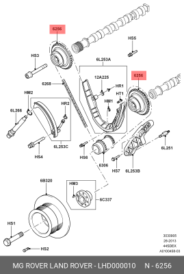ОБГОННАЯ МУФТА РАСПРЕДВАЛА/SPROCKET - CA LHD000010 LAND ROVER