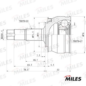 ШРУС наружный OPEL CORSA DFIAT GRAND PUNTO 1.0-1.2 05- (GSP 899018) GA20718 GA20718 MILES