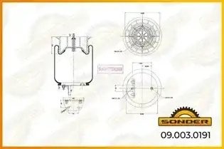 Пневморессора Premium со стаканом (пластик) кронштейн +возд. / 1 шп.; Loadguard, 090030191 SONDER