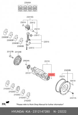 Штифт HYUNDAI Porter,HD35 (17-),Starex H-1 (98-) коленвала OE 2312147280 HYUNDAI KIA