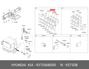 Выключатель кнопка HYUNDAI HD120,160,170,260,270,450,500 противотуманных фар OE 937356B000 HYUNDAI KIA