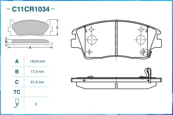 Тормозные колодки передние Low Metallic C11CR1034 C11CR1034 CWORKS