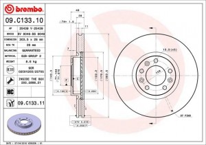 Диск тормозной 09.C133.11 09.C133.11 BREMBO