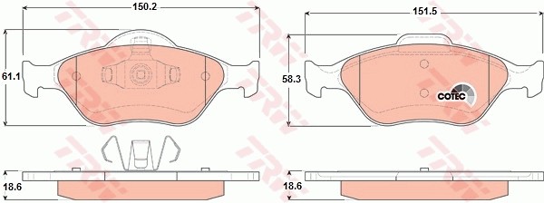 FORD FUSION (02>)/ MAZDA2 (03-06) GDB1419 TRW