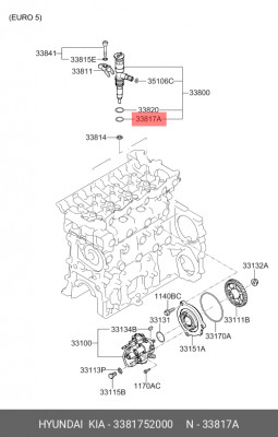 Кольцо уплотнительное HYUNDAI HD65,78,120,БОГДАН дв.D4GA,D6GA форсунки OE 3381752000 HYUNDAI KIA