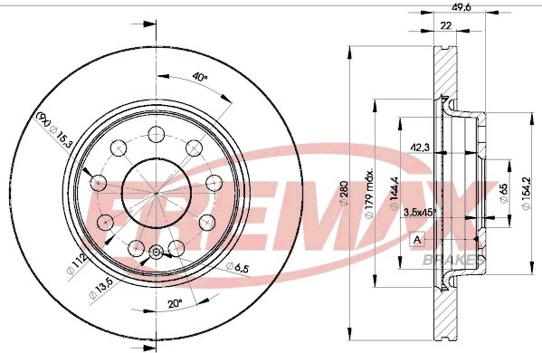 диск тормозной передний!\ Audi A3, Skoda Octavia, VW Golf 1.4-2.0TDi 03> BD5614 FREMAX