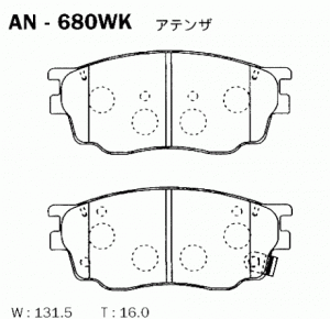 Колодки тормозные дисковые передние ПОДХОДЯТ ДЛЯ MAZDA 6 1.8 (GG, GY) AN-680WK AN680WK AKEBONO