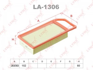 фильтр воздушный!\ Peugeot 407 1.8i/2.0i/2.2i, Citroen C5 1.8i/2.0i 16V 04> LA-1306 LYNXAUTO