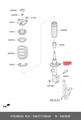 Амортизатор KIA Sorento (17-) передний левый OE 54651C5BA0 HYUNDAI KIA