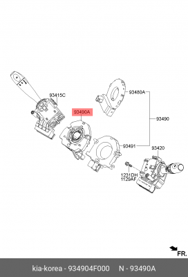 Кольцо KIA Bongo (04-) колеса рулевого контактное OE 934904F000 HYUNDAI KIA