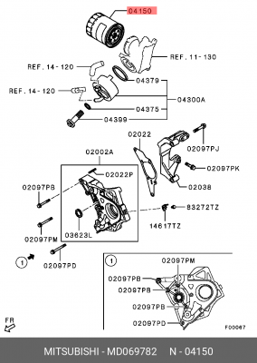 ФИЛЬТР МАСЛЯНЫЙ MD069782 MD069782 MITSUBISHI