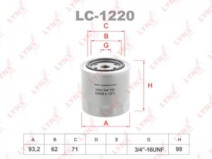 Фильтр масляный LC-1220 LYNXAUTO