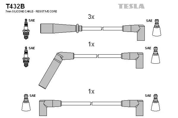 к-кт проводов!\ Jeep Cherokee/Wrangler 2.5i 91> T432B TESLA