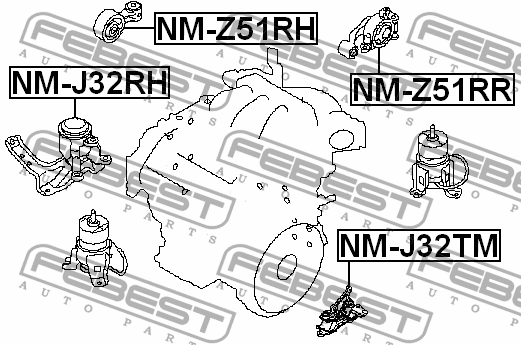 Подушка коробки скоростей at NM-J32TM FEBEST