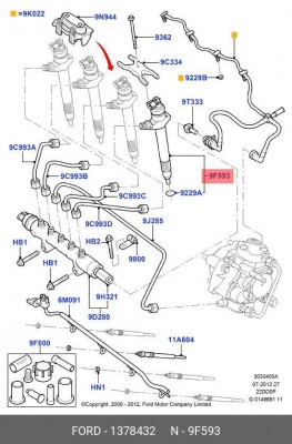 Форсунка FORD Transit (2.4DI) (06-) топливная ОЕ 1 378 432 FORD
