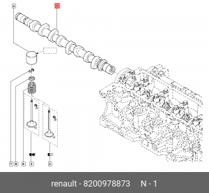Вал распределительный RENAULT Duster,Fluence,Megane OE 8200978873 RENAULT