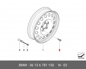 Болт колеса BMW OE 36136781150 BMW