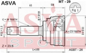 ШРУС наружный MITSUBISHI Colt (96-00),Lancer (95-03) комплект ASVA MT-29 ASVA