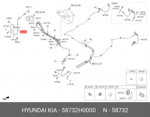 шланг тормозной передний! правый\ Hyundai Solaris/Rio 17> 58732H0000 HYUNDAI